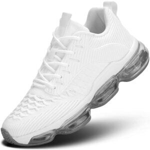 Women's White Air Cushion Running Shoes Fashion Tennis Sneakers for Gym Fitness